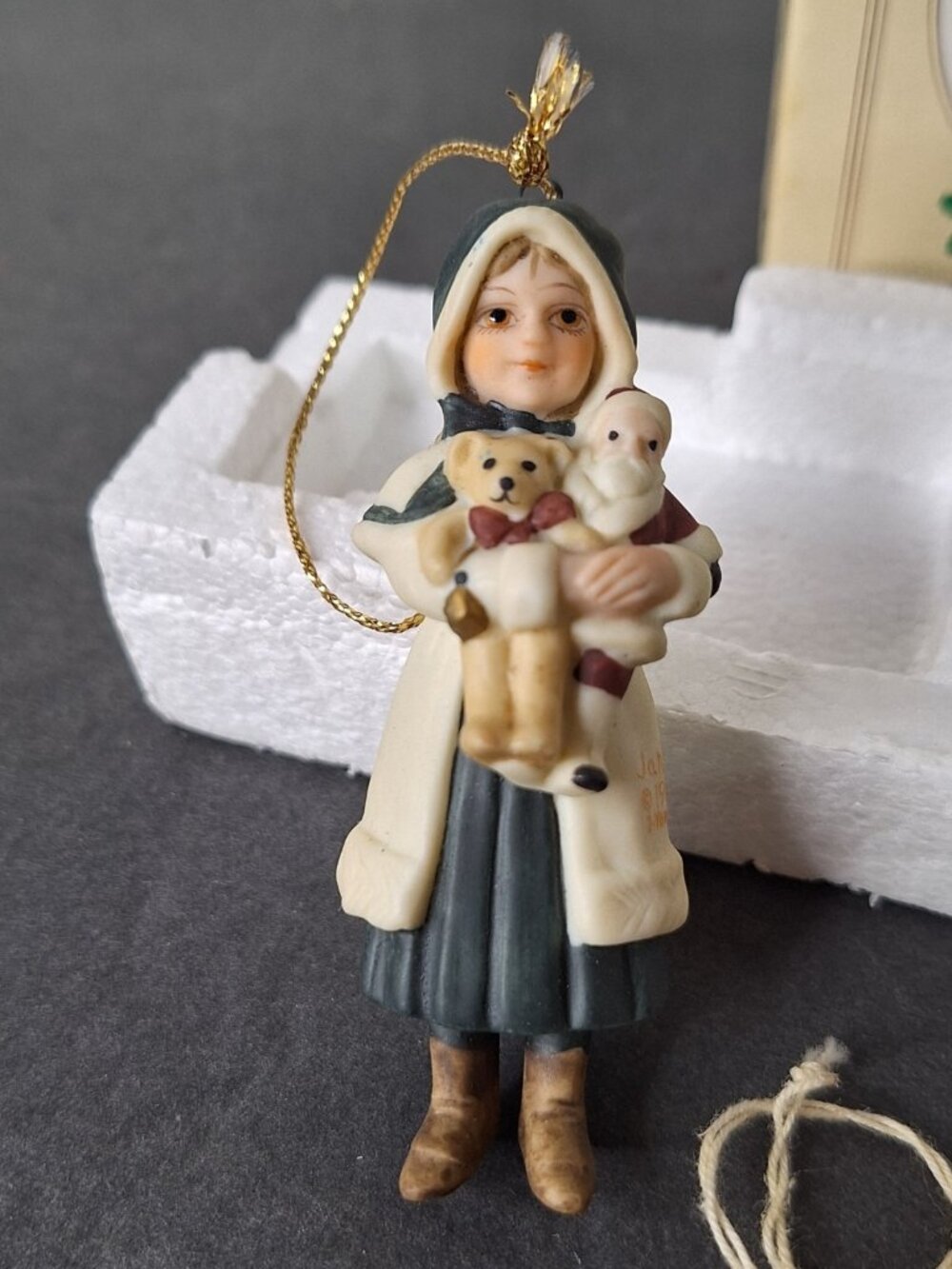 Jan Hagara 1986  ornament NIKKI with Santa doll Vintage 3" tall - Picture 2 of 13